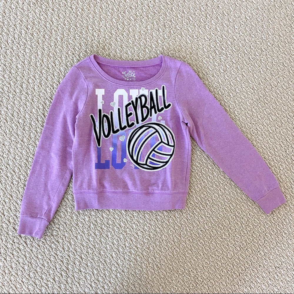 Justice Purple Love Volleyball Sweatshirt